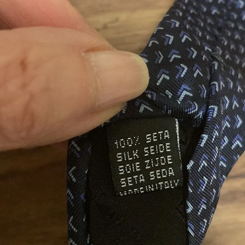 Lancel NWOT Silk Tie in Blue Signature Lancel Print. Made in Italy.